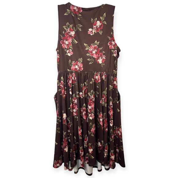 Torrid Mini Studio Knit Sleeveless Cowl Neck Floral Dress Brown Red Pink NWT Sz0 - Picture 6 of 11